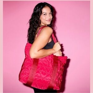 Victoria's Secret Red Quilted Tote Bag